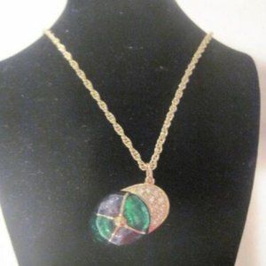 FLASH SALE Swarovski Swan Signed Jockey Helmet Hat Necklace & Pendant